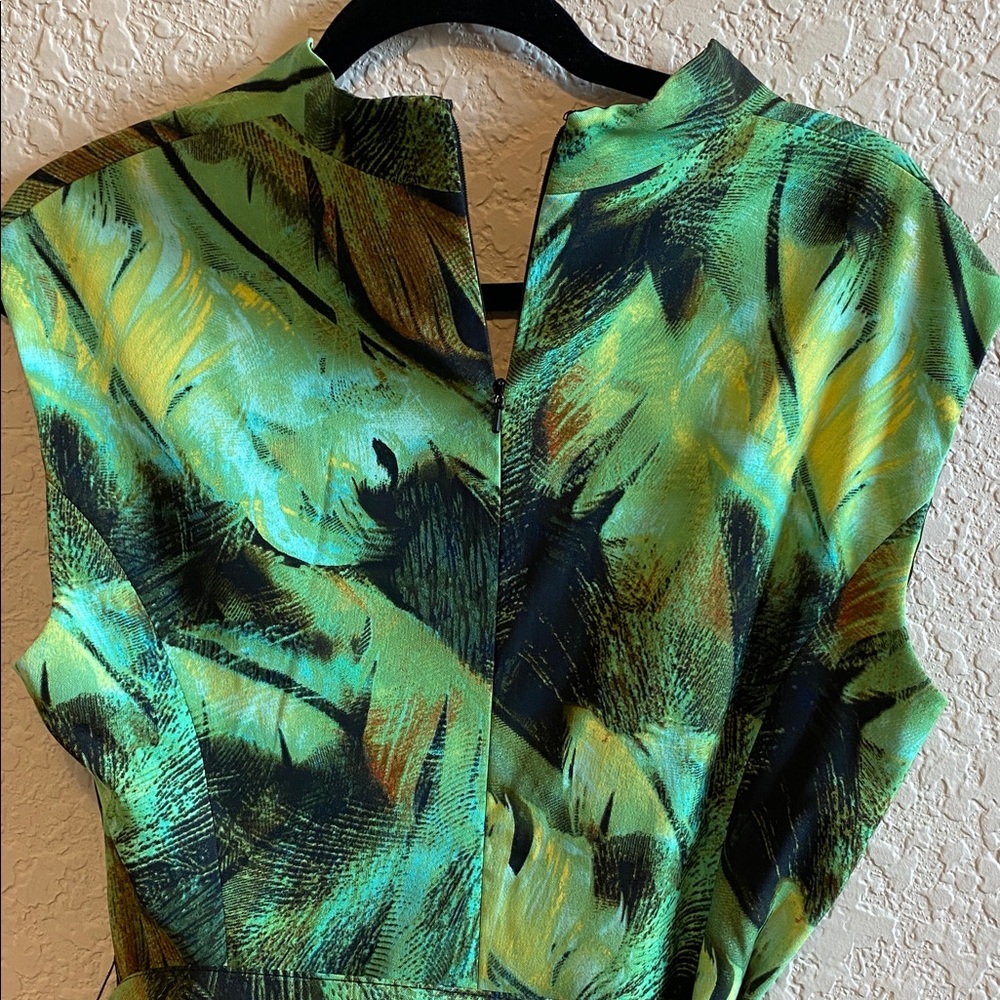 Cache Green Fitted Cocktail Dress Size 14 w/ Belt - Picture 7 of 11